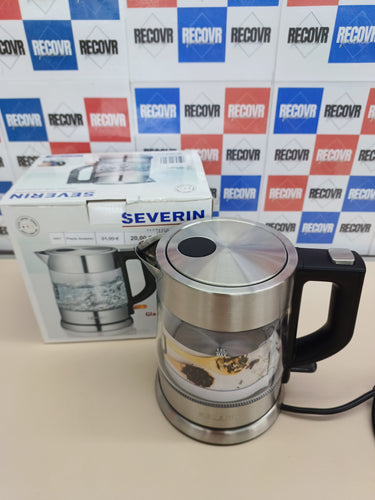 Hervidor de agua de cristal, jarra para hervir agua con conexión inalámbrica, potente y compacta, hervidor eléctrico con filtro antical, acero inoxidable/negro, WK 3468 SEVERIN